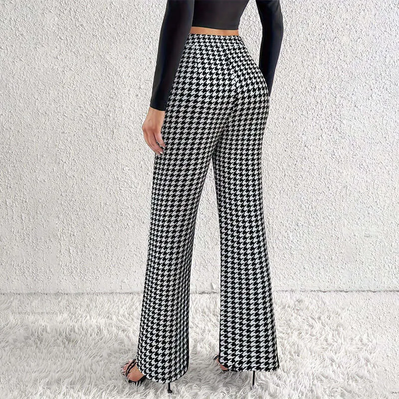 Faux Pocket Fastener Decoration Straight Wide Leg Pants Trousers
