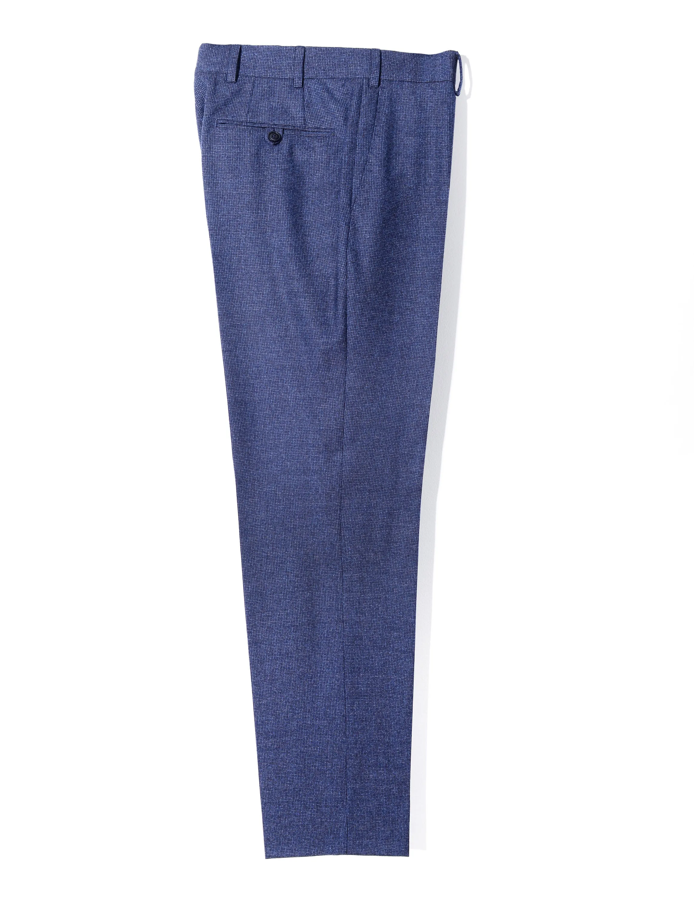 FINAL SALE: BKT50 Tailored Trousers in Super 130s Houndstooth Flannel - Blue Night