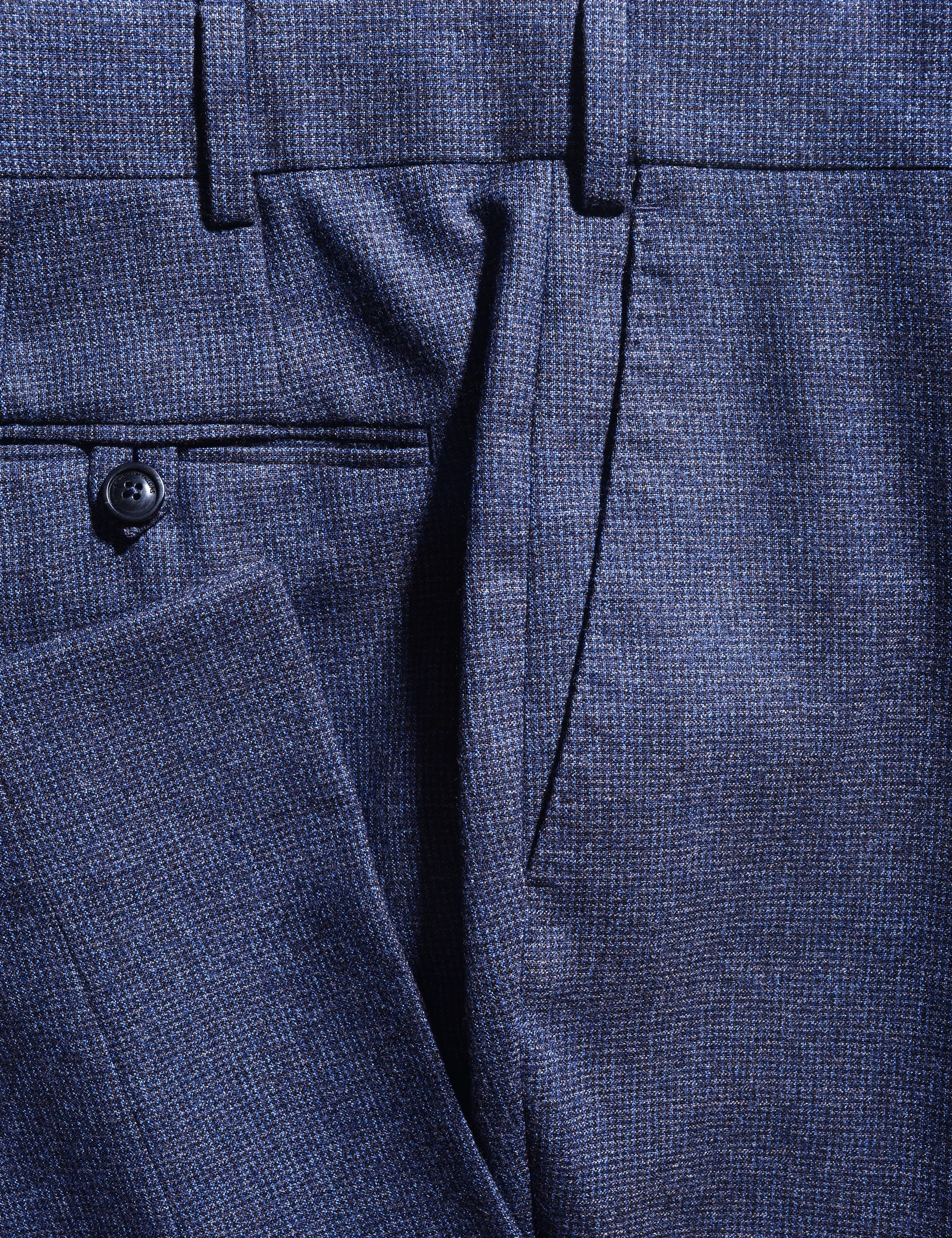 FINAL SALE: BKT50 Tailored Trousers in Super 130s Houndstooth Flannel - Blue Night
