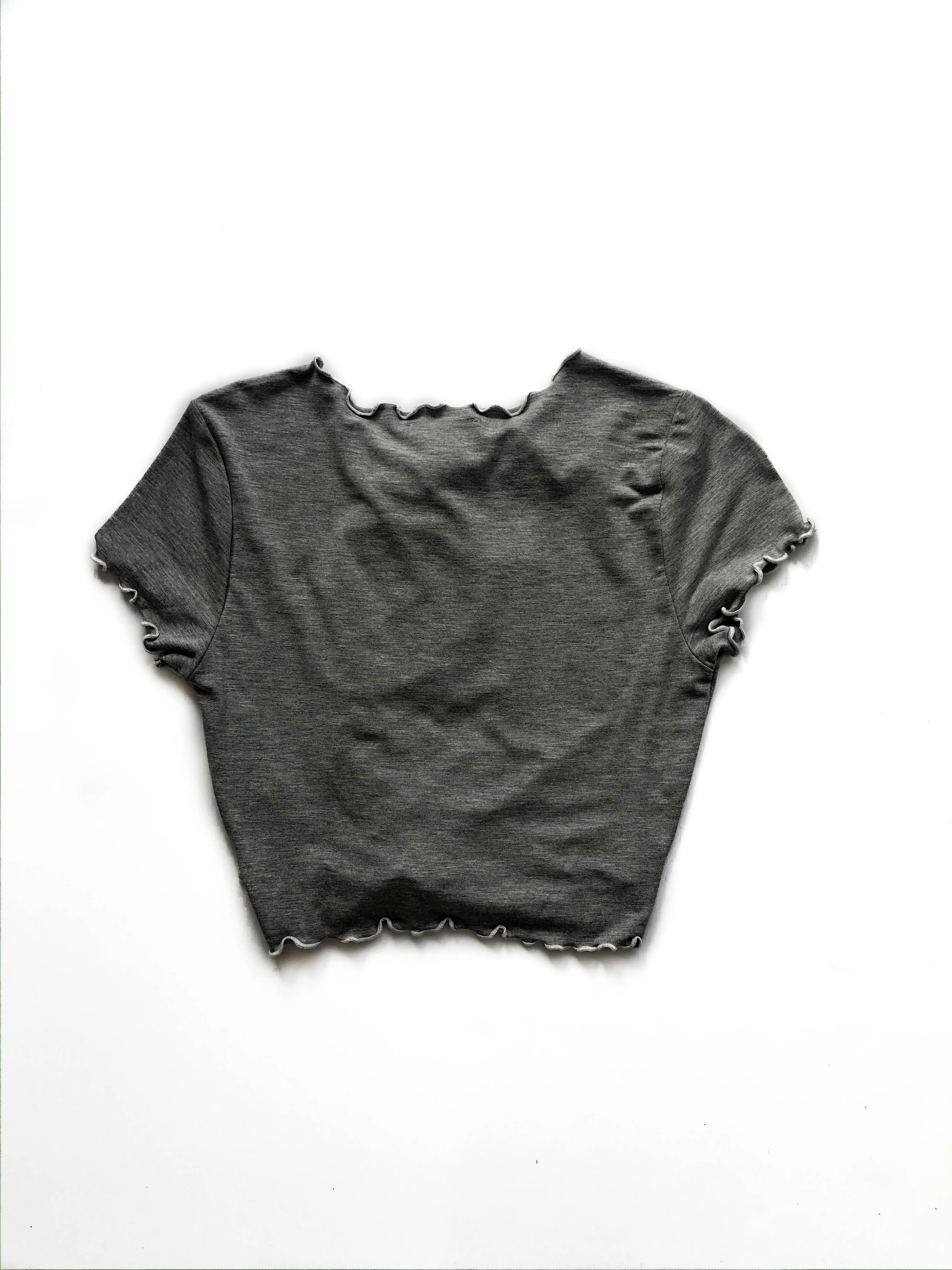 Fiona Contrast Thread Crop Top - Gray