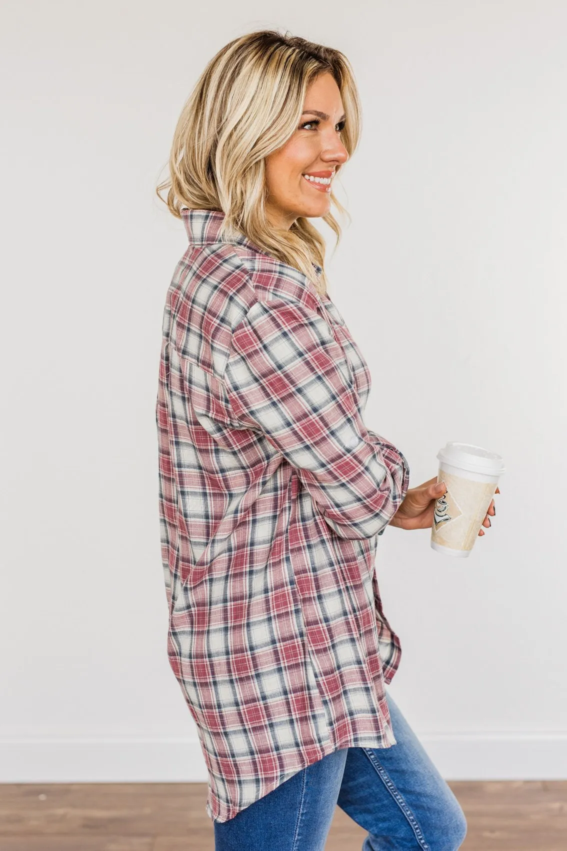 Flawless Beauty Plaid Top- Red & Navy