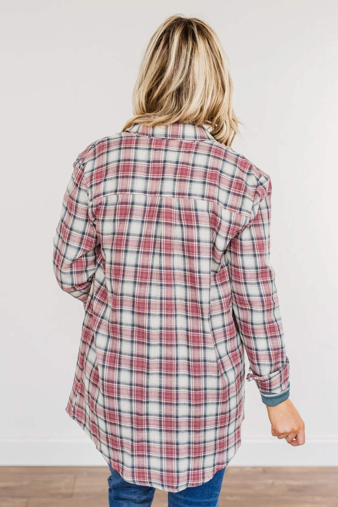 Flawless Beauty Plaid Top- Red & Navy