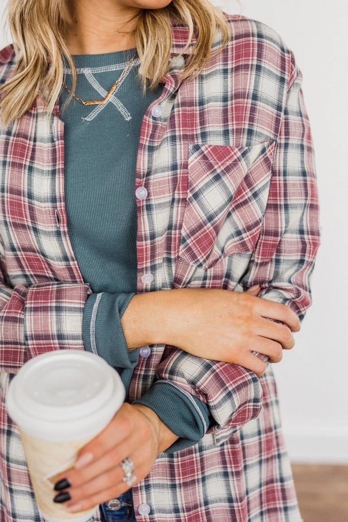 Flawless Beauty Plaid Top- Red & Navy