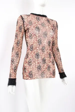 Floral Block Print Mesh T-Shirt