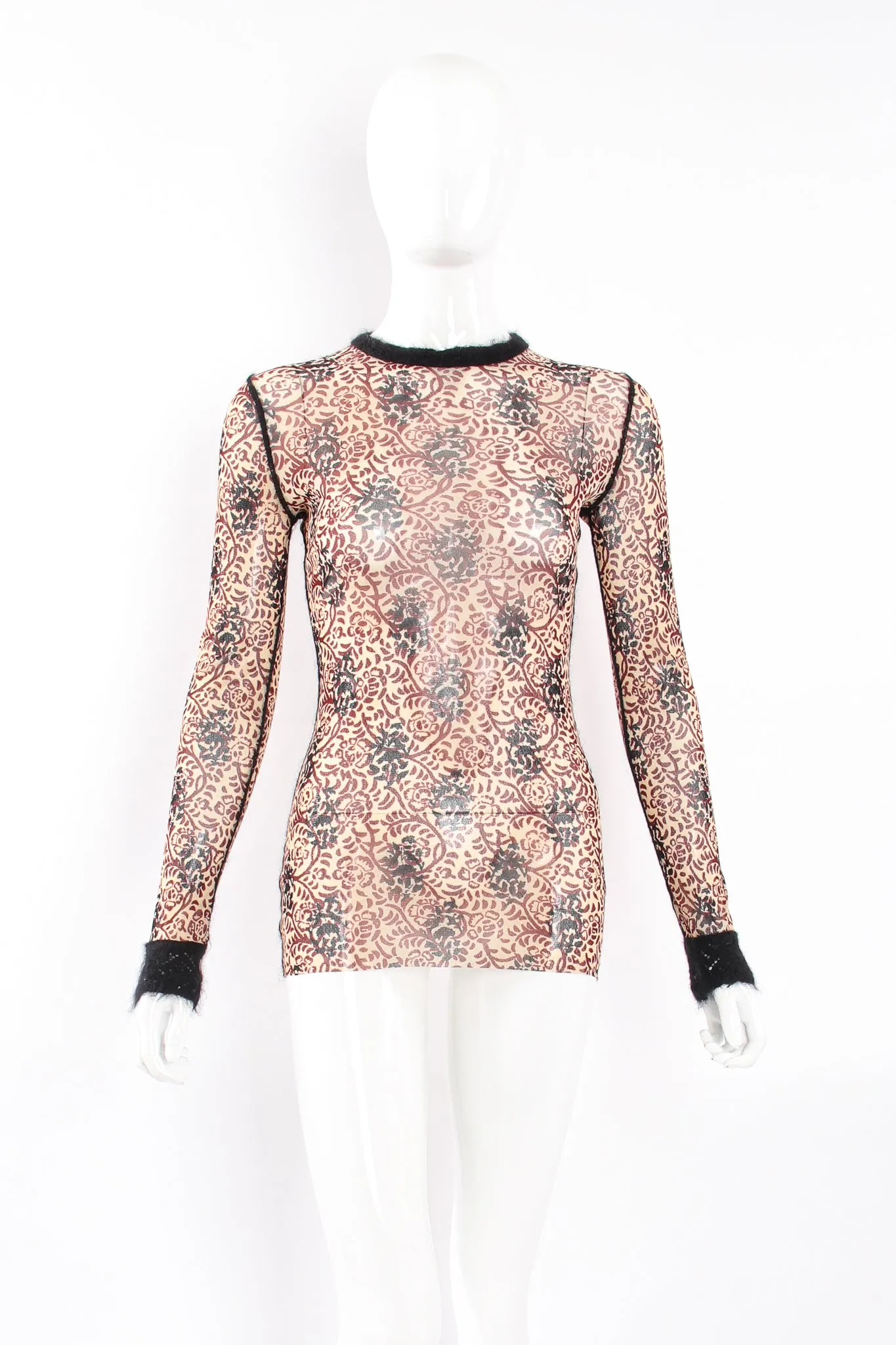 Floral Block Print Mesh T-Shirt