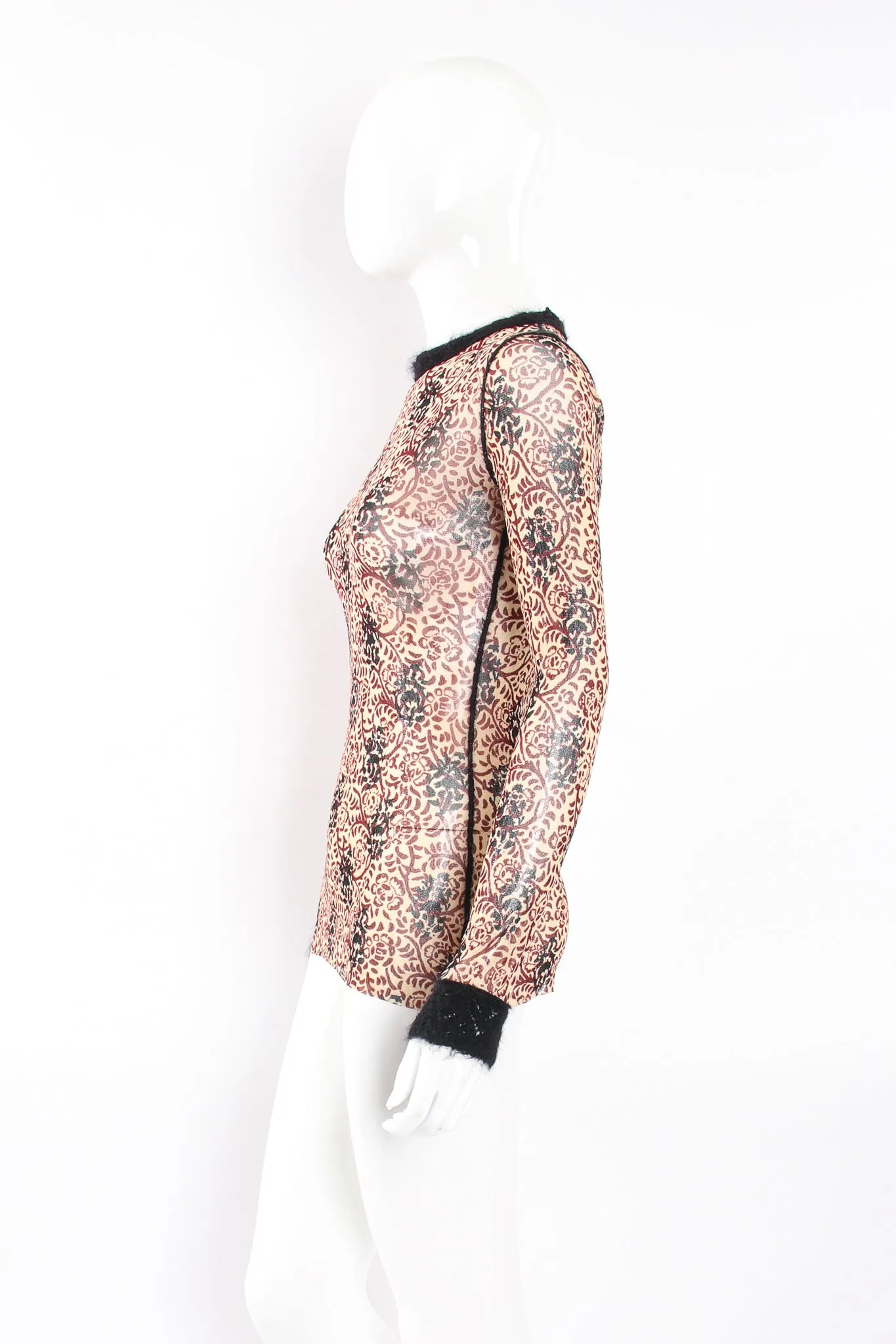 Floral Block Print Mesh T-Shirt