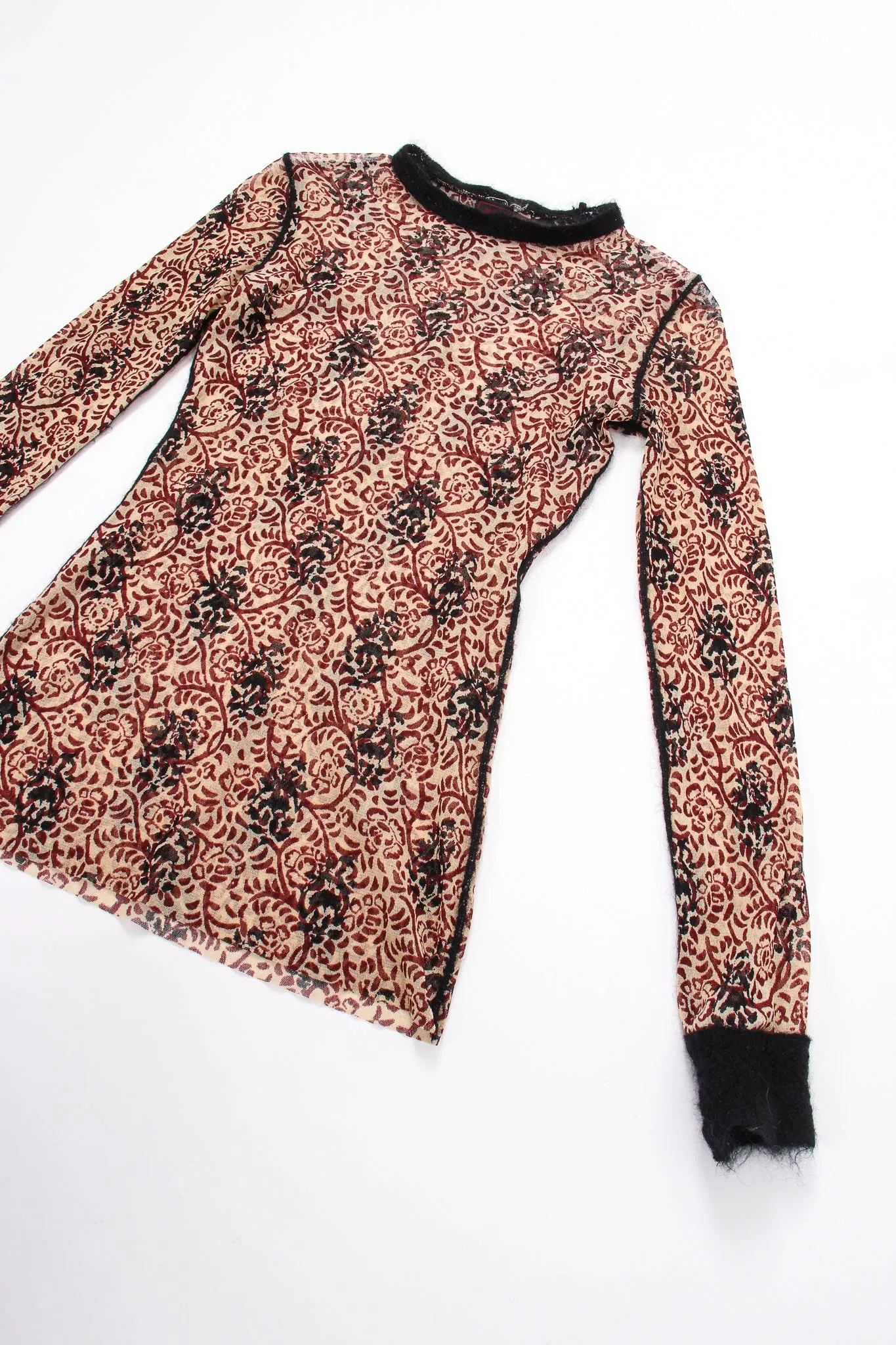 Floral Block Print Mesh T-Shirt