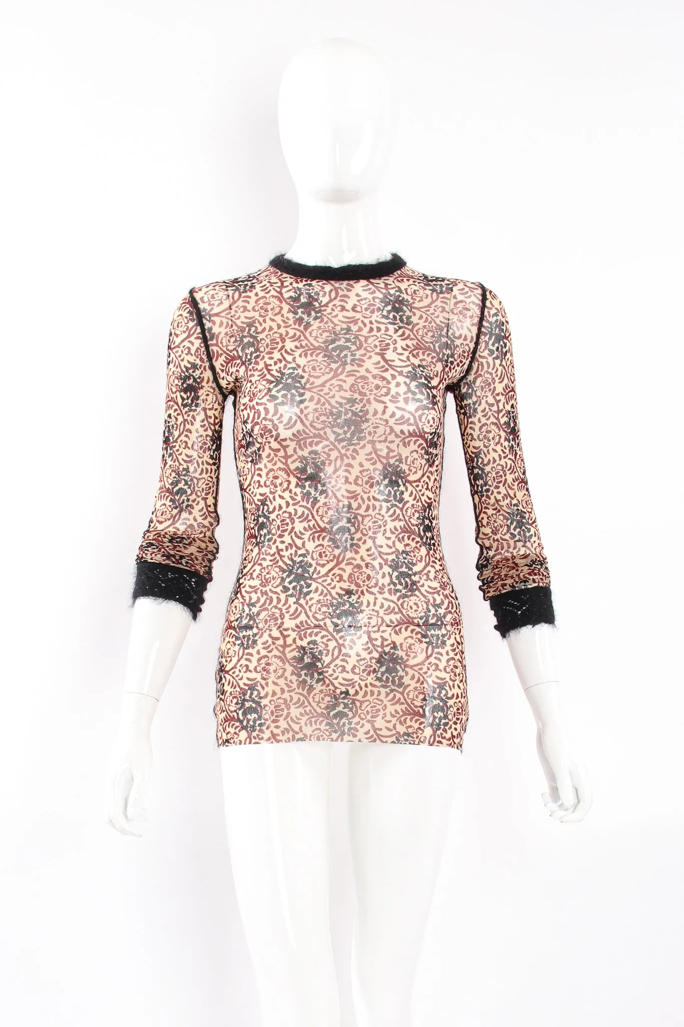Floral Block Print Mesh T-Shirt