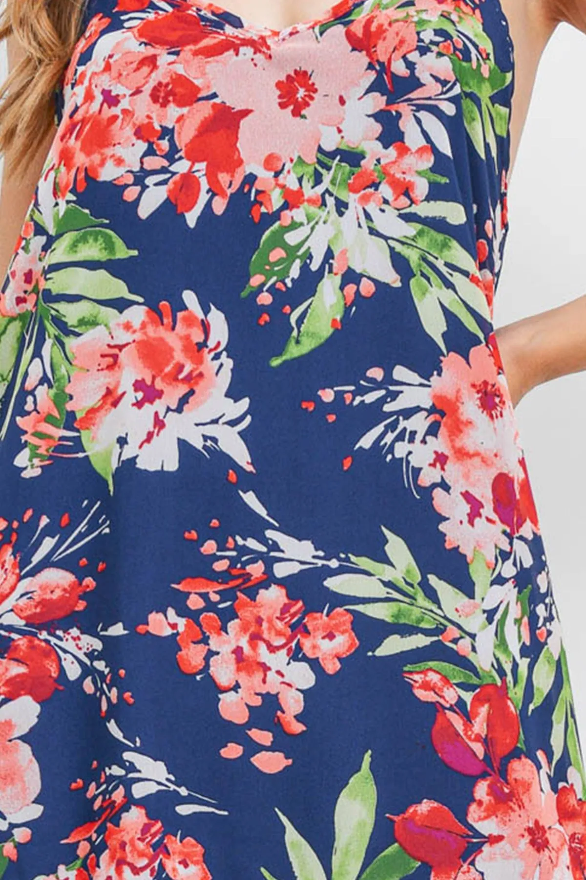 Floral Print Ruffle Hem Cami Dress with Inside Lining