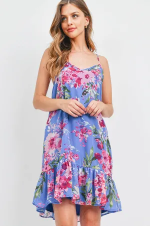 Floral Print Ruffle Hem Cami Dress with Inside Lining