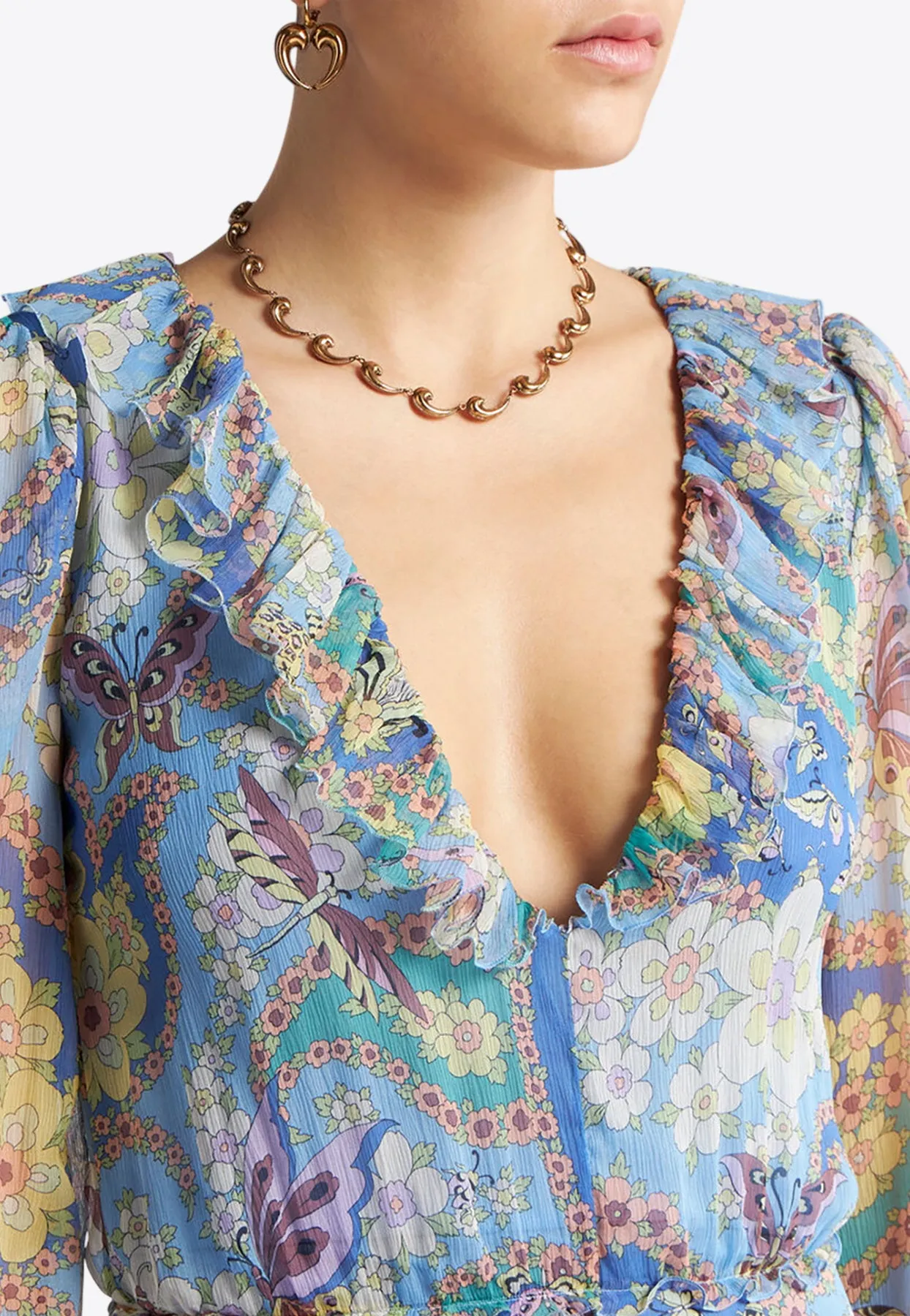 Floral Print Ruffled Maxi Dress