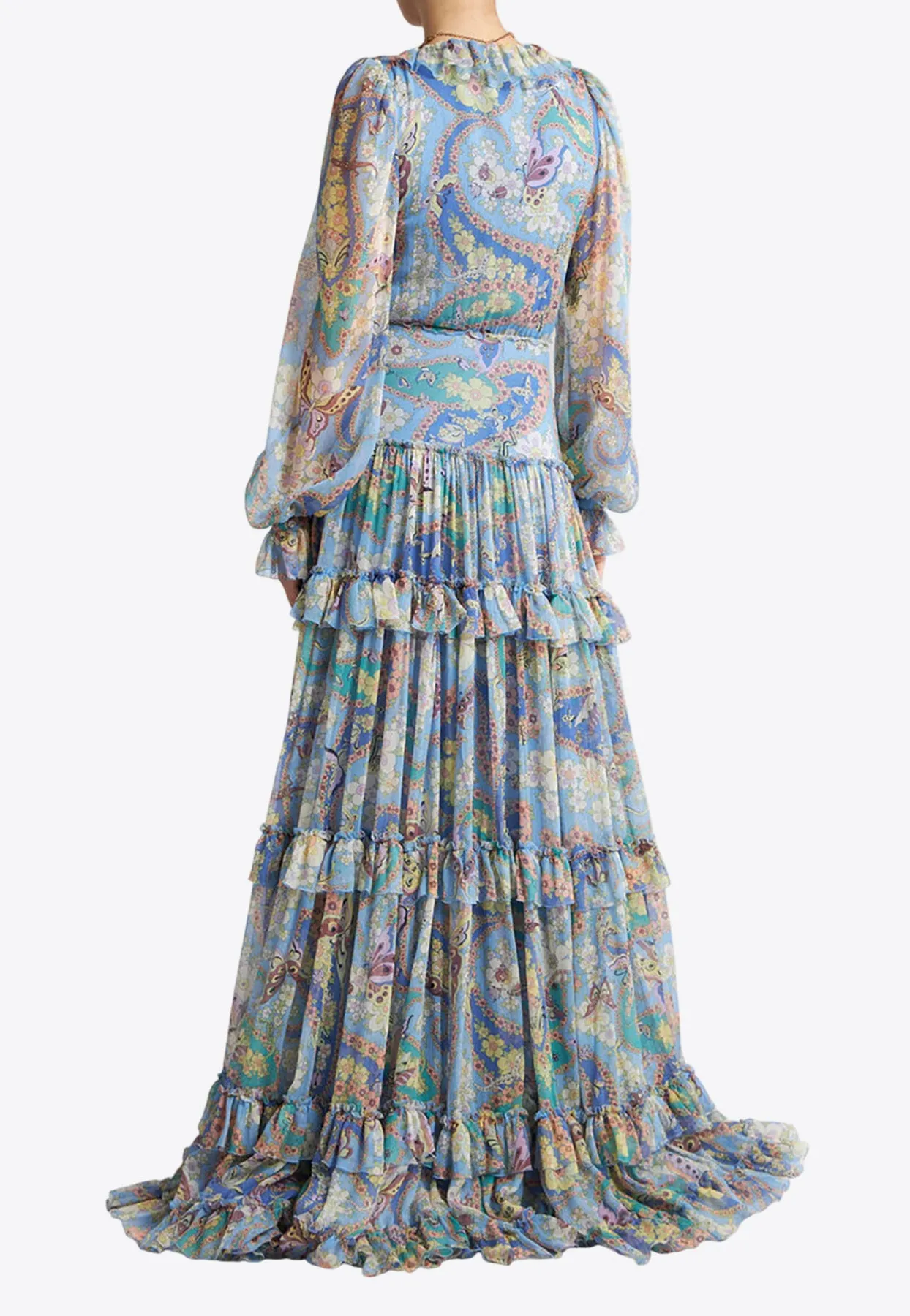 Floral Print Ruffled Maxi Dress