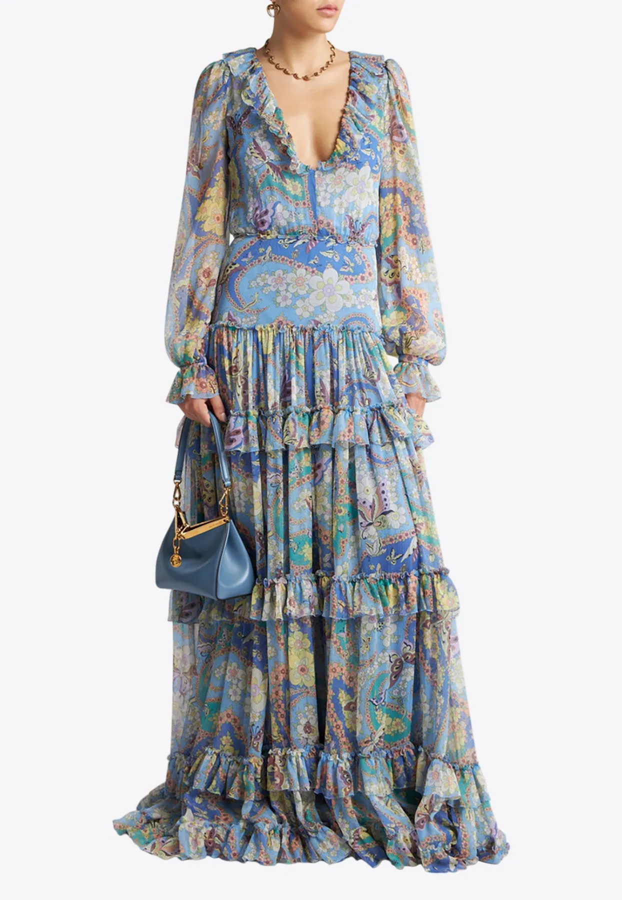 Floral Print Ruffled Maxi Dress