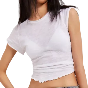 Free People White We The Free Be My Baby Tee UK M