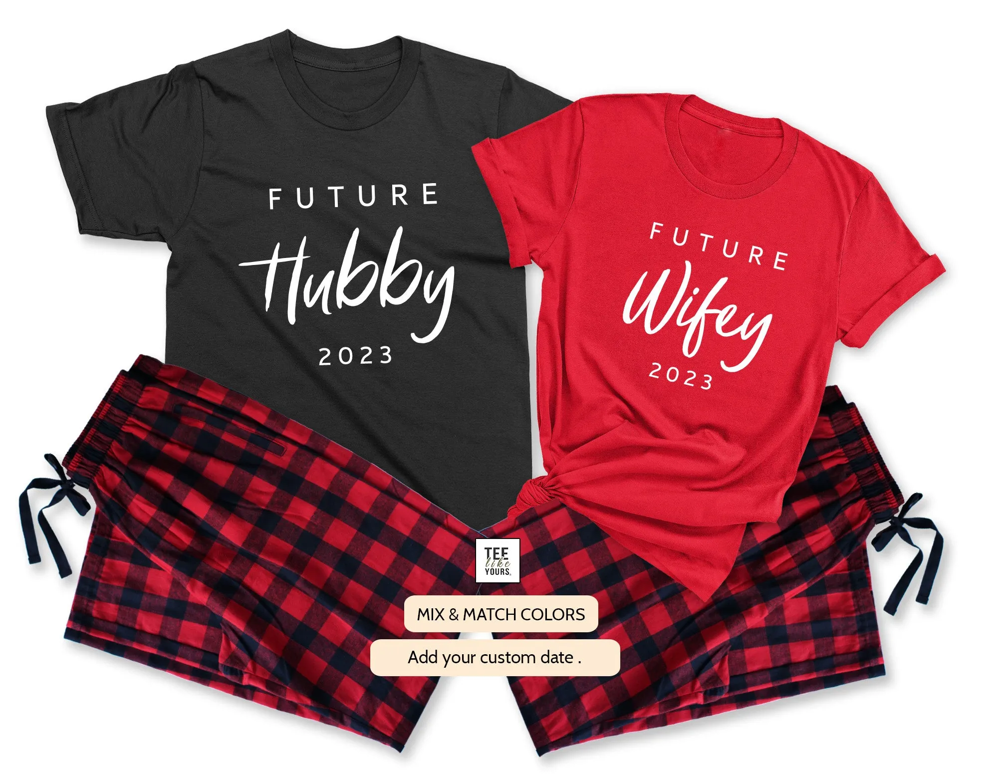 Future Hubby & Future Wifey - Couple Matching Pajamas, Christmas Fiancée Gift, Christmas Engagement PJs