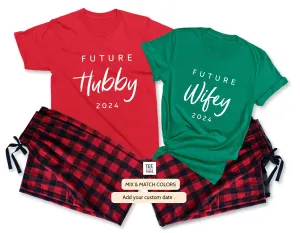 Future Hubby & Future Wifey - Couple Matching Pajamas, Christmas Fiancée Gift, Christmas Engagement PJs