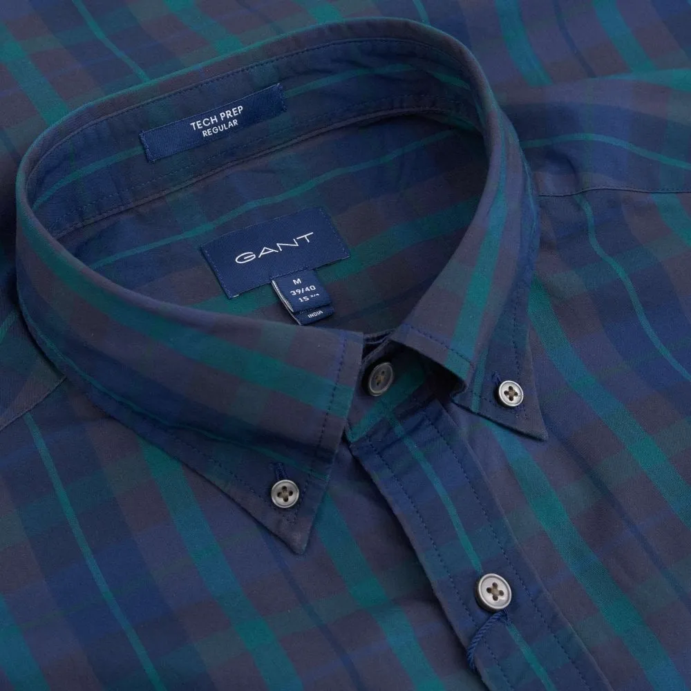 GANT Atlantic Deep Tech Prep Broadlcoth Plaid Shirt 3020330 Size M NWT