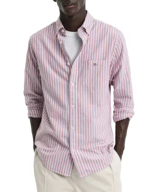 GANT Mens Regular Oxford Stripe Shirt Ruby Red