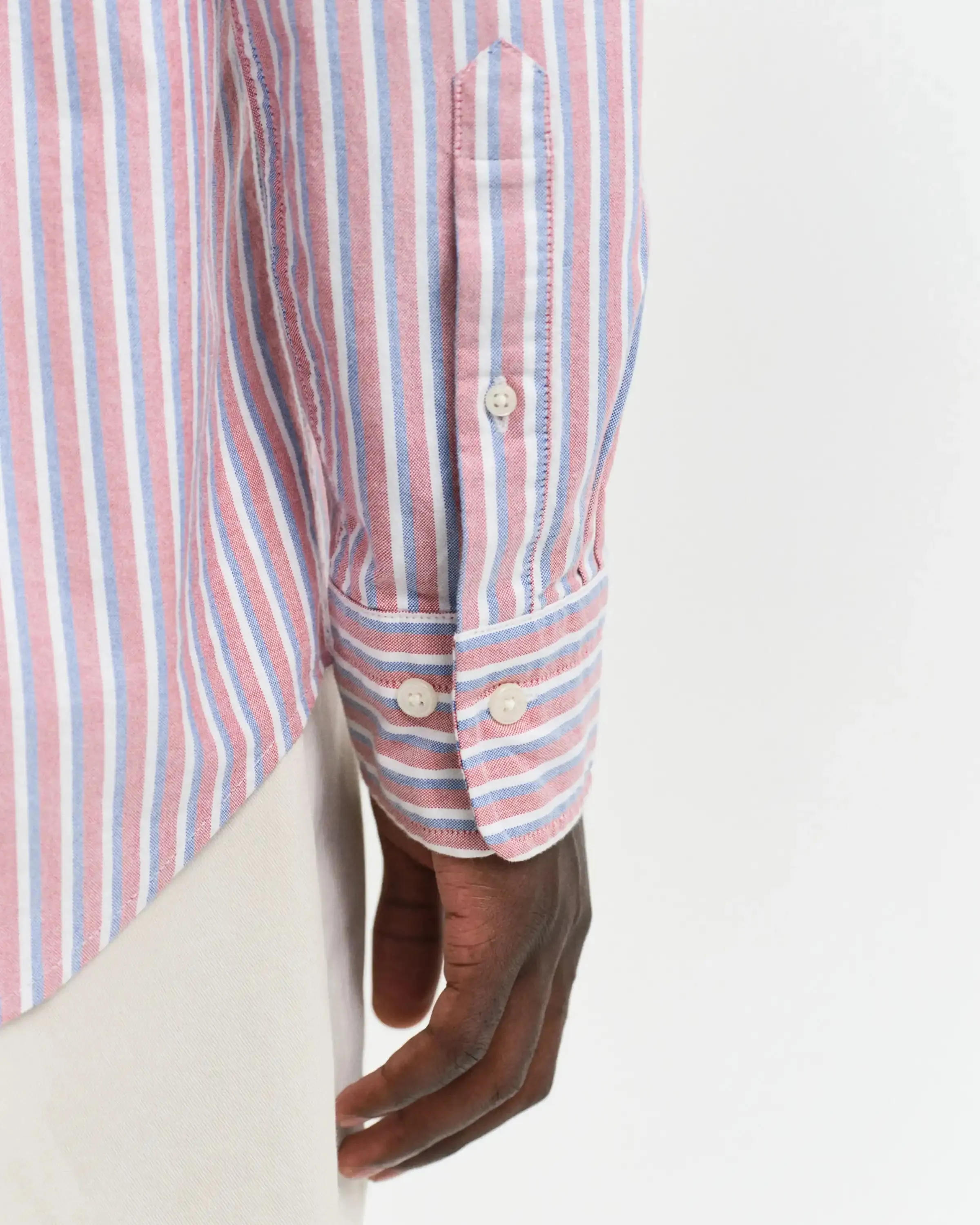 GANT Mens Regular Oxford Stripe Shirt Ruby Red