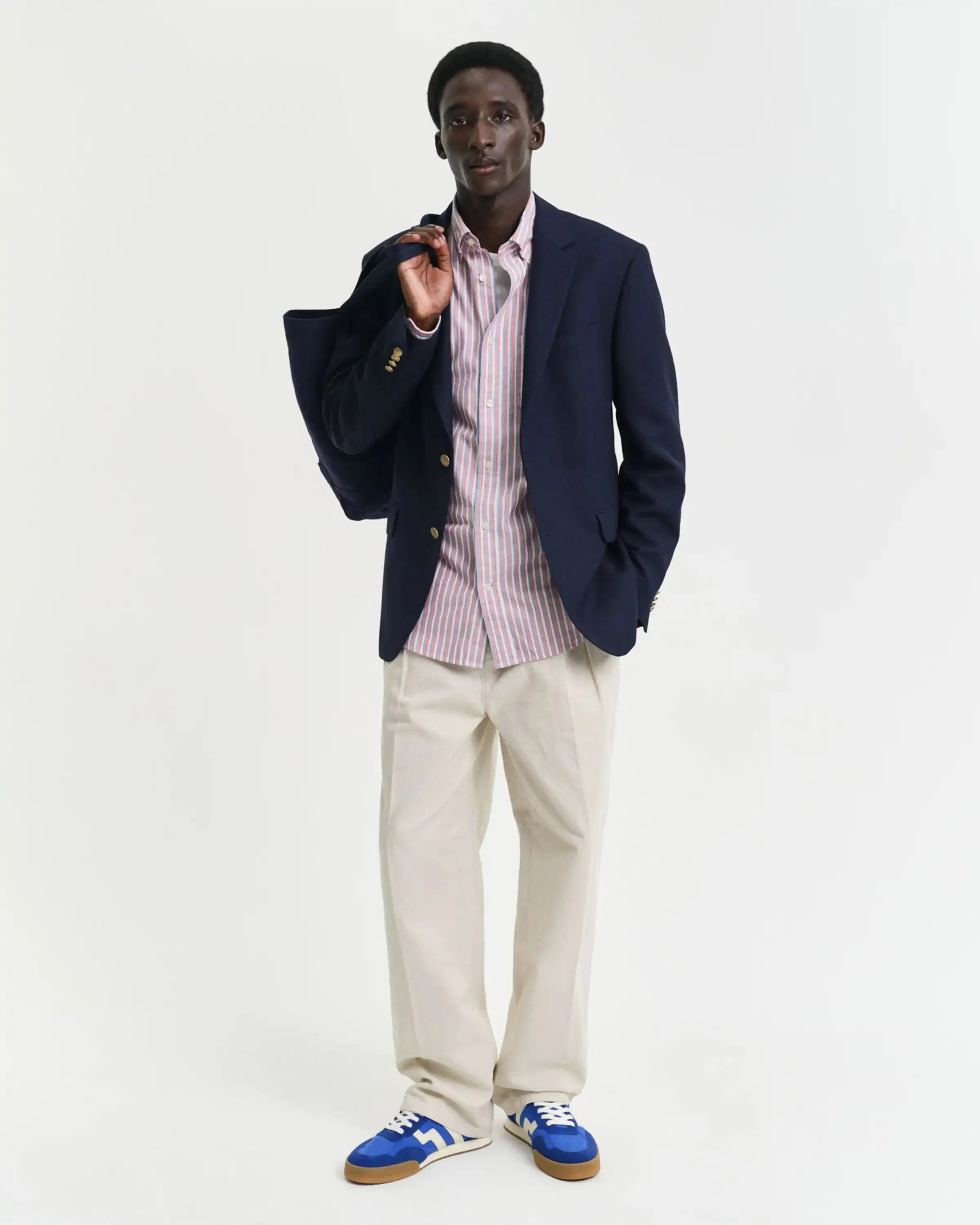 GANT Mens Regular Oxford Stripe Shirt Ruby Red