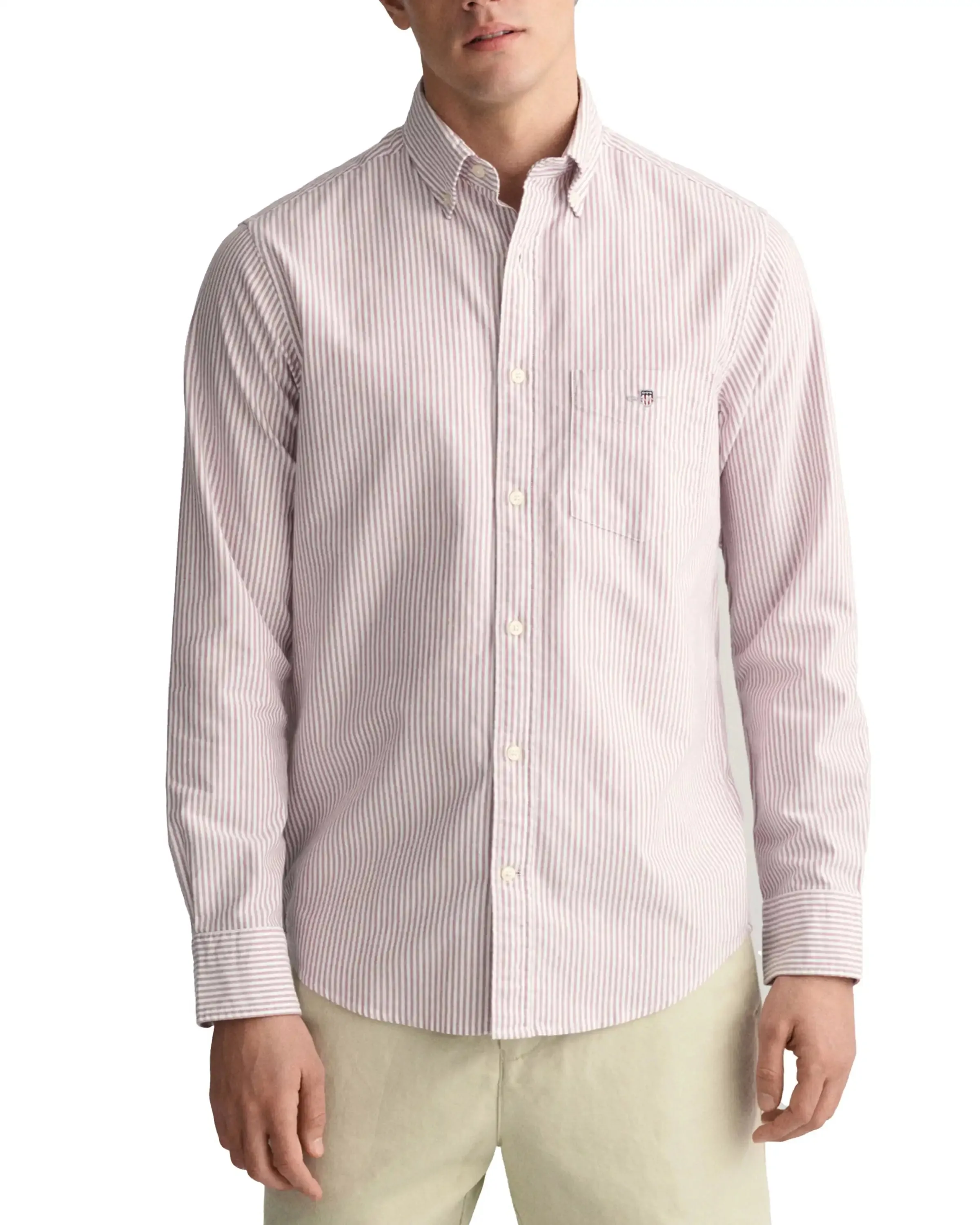 GANT Mens Regular Stripe Oxford Shirt Beautyberry Purple