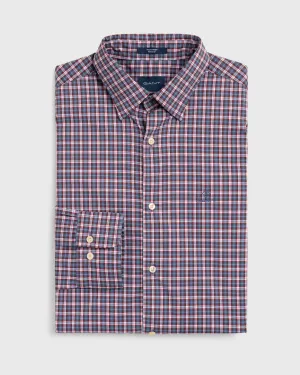 GANT Poseidon Blue Tech Prep Broadcloth Microplaid Shirt 3013730 Size M NWT