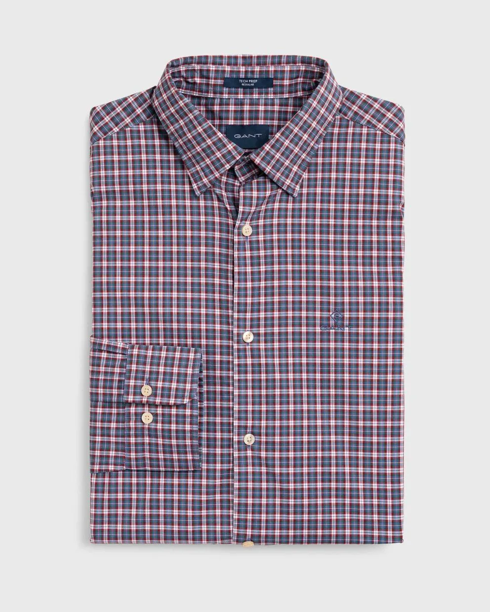 GANT Poseidon Blue Tech Prep Broadcloth Microplaid Shirt 3013730 Size M NWT