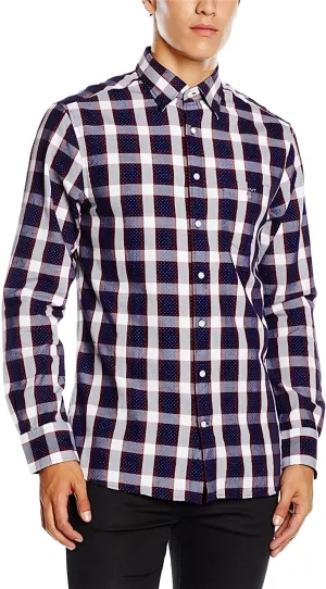GANT Purple Fig Plaid Pin Dot Hidden Button Down Shirt 343024 Size L NWT