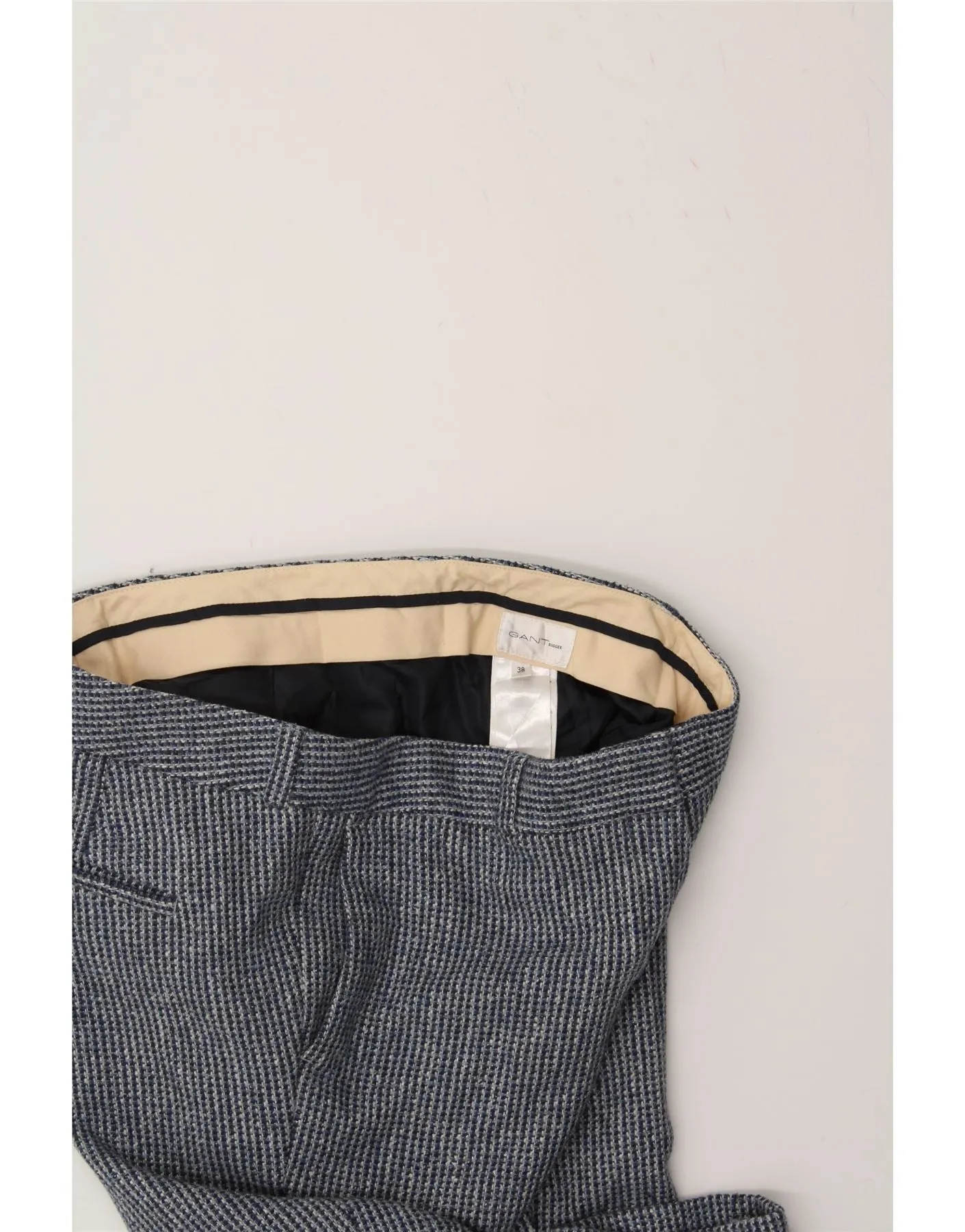 GANT Womens Casual Trousers EU 38 Medium W32 L27 Navy Blue Houndstooth