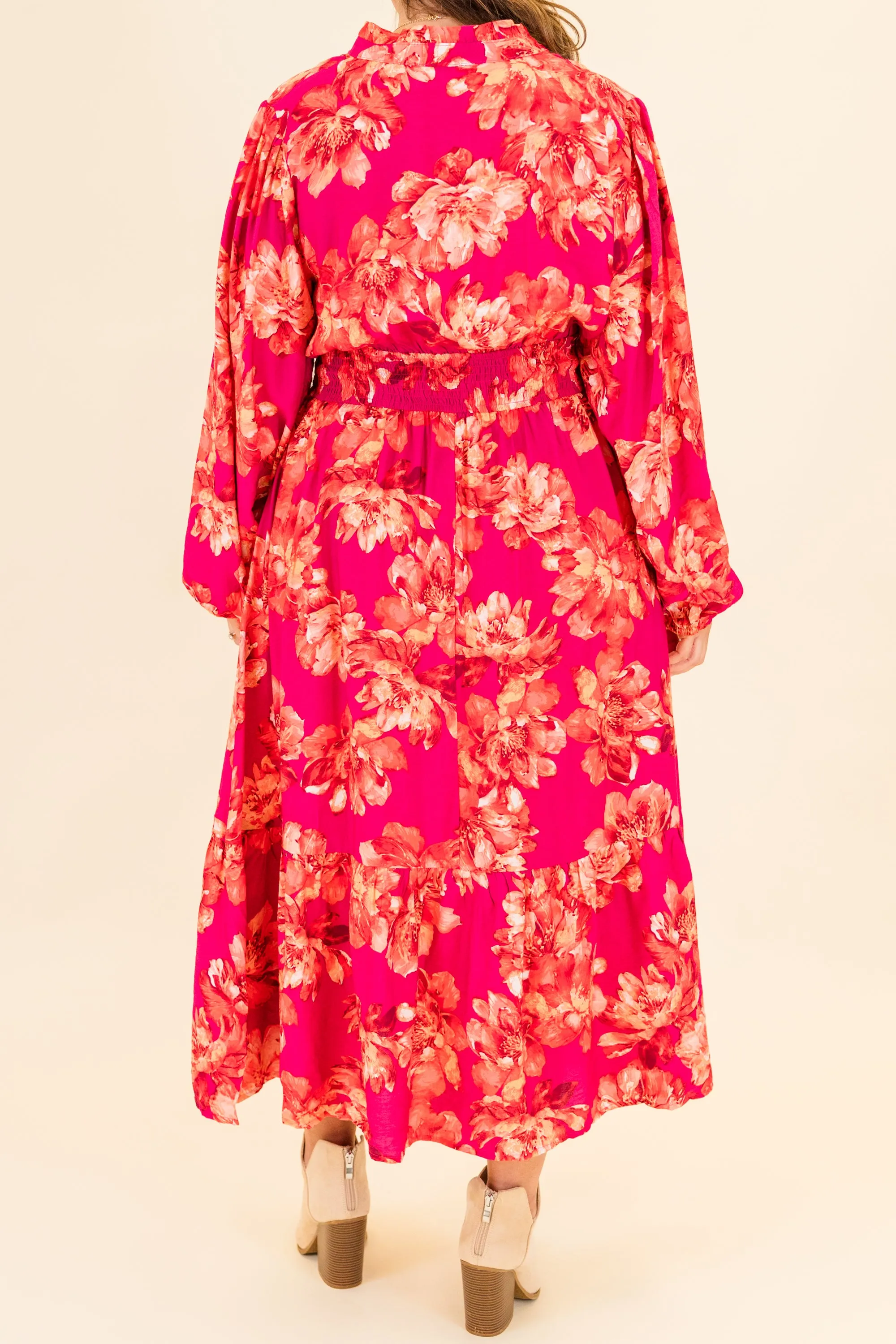 Gentle On My Mind Midi Dress, Magenta