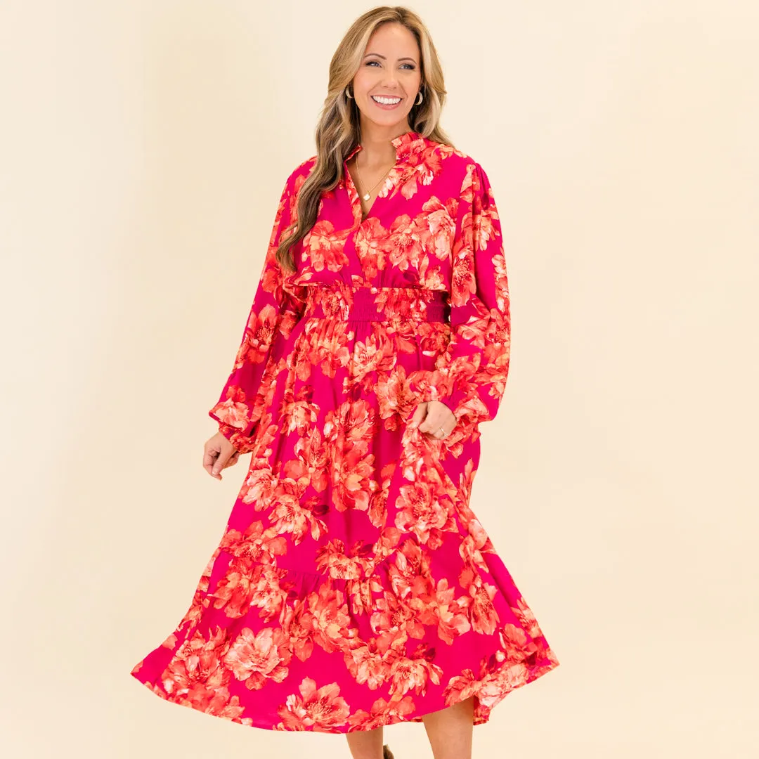 Gentle On My Mind Midi Dress, Magenta