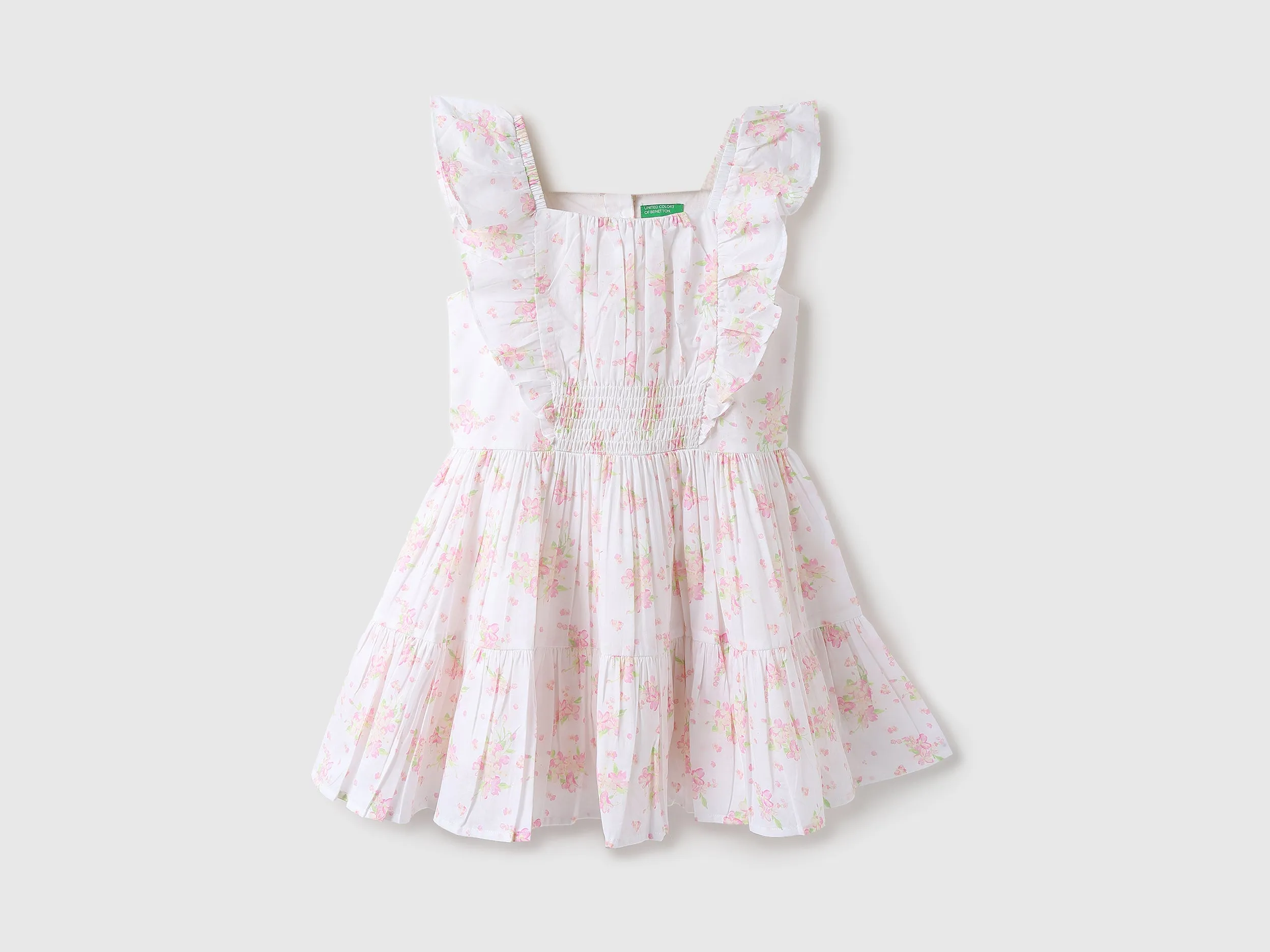 Girls Printed Square Neck Dress