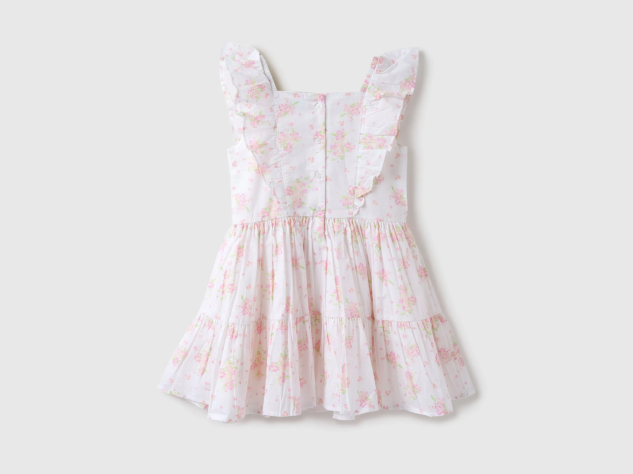 Girls Printed Square Neck Dress