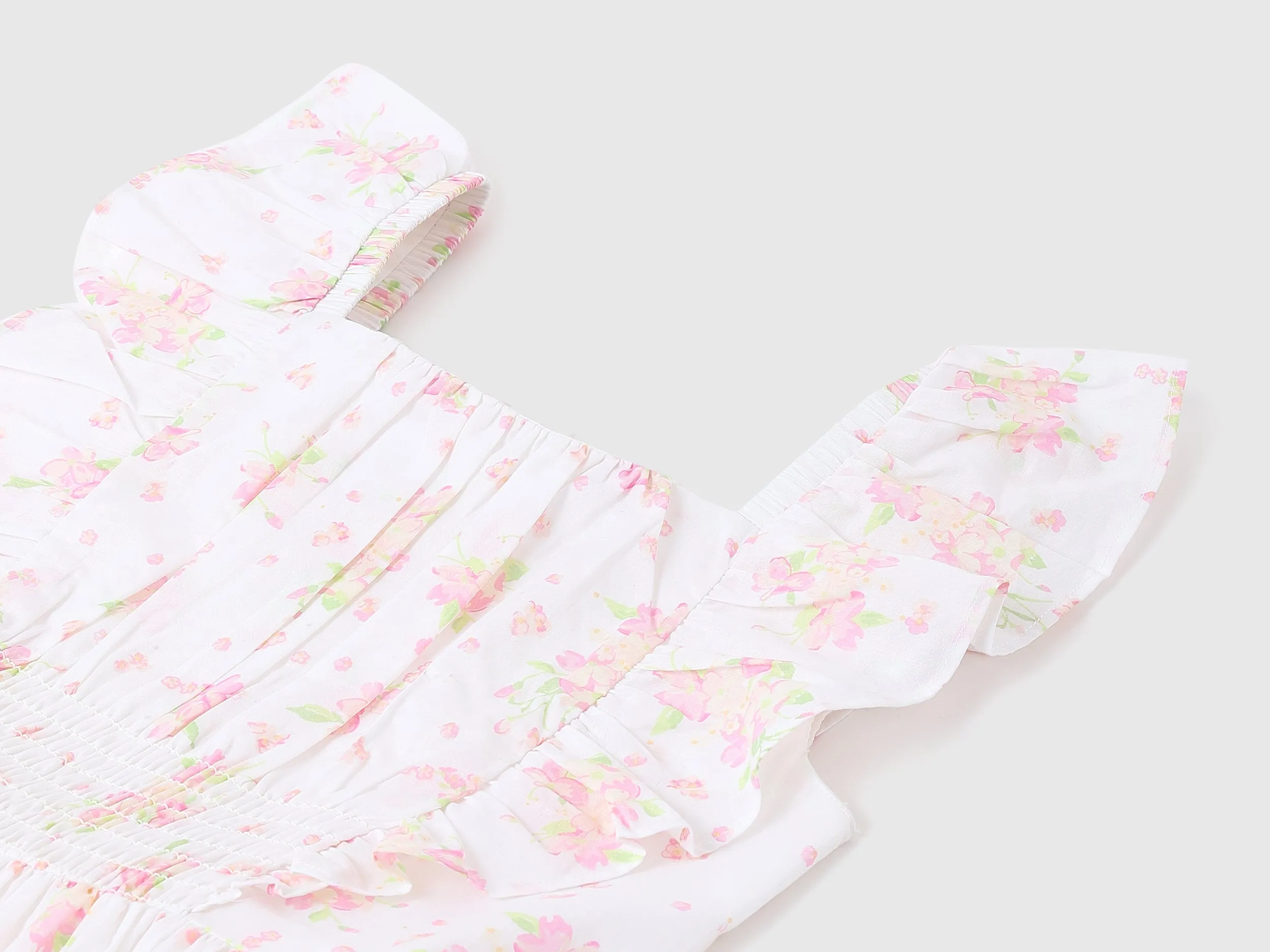 Girls Printed Square Neck Dress