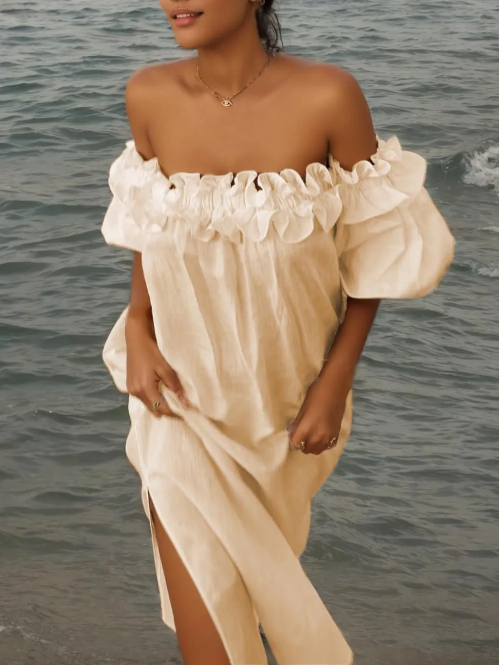 Giselle Chic Off Shoulder Midi Dress