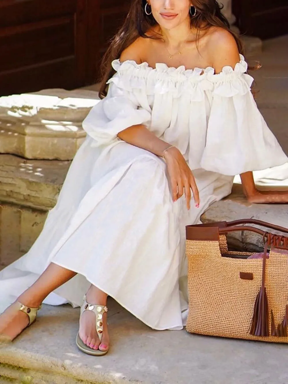 Giselle Chic Off Shoulder Midi Dress