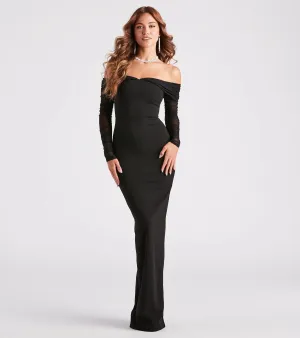 Giselle Formal Crepe Off-The-Shoulder Dress