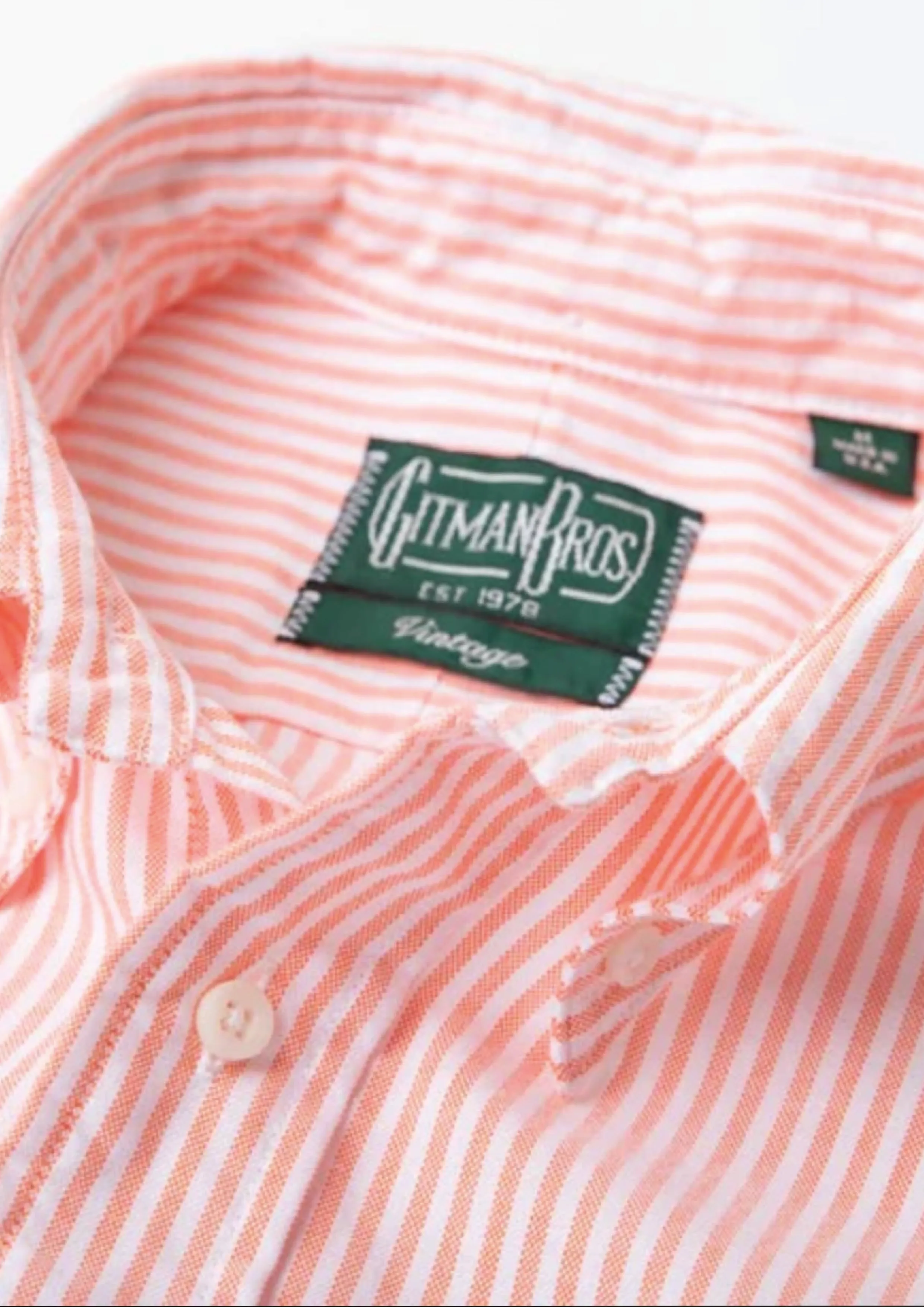 GITMAN VINTAGE - ORANGE STRIPE SPRING OXFORD