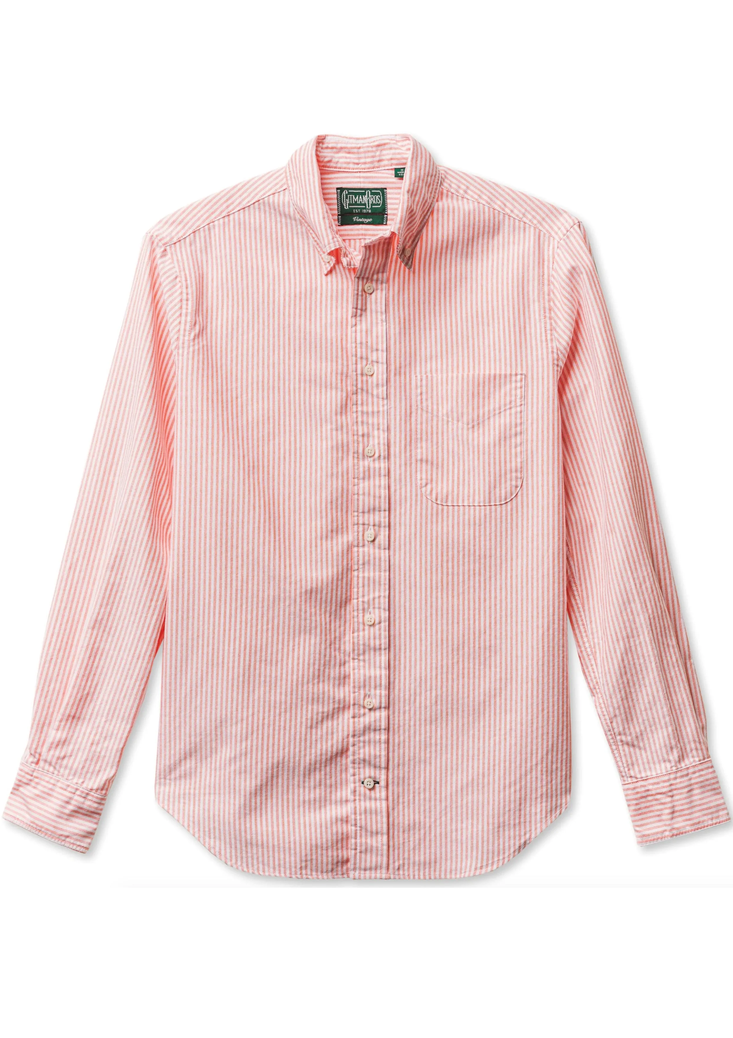 GITMAN VINTAGE - ORANGE STRIPE SPRING OXFORD