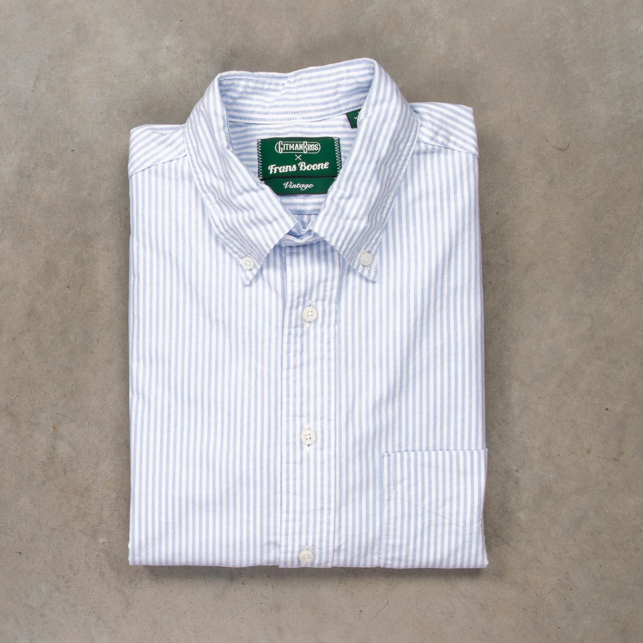 Gitman Vintage x Frans Boone Japanese Striped Oxford Light Blue