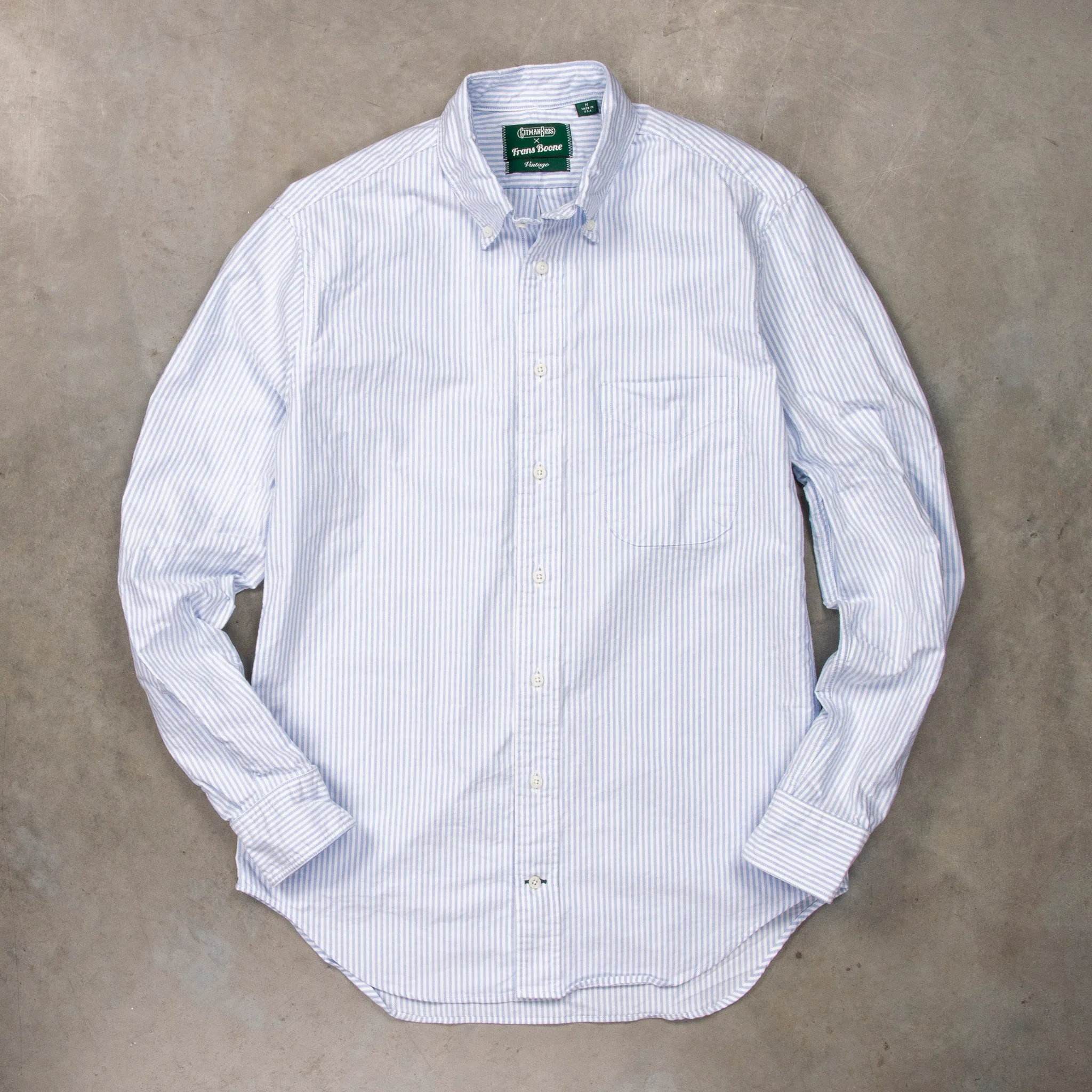Gitman Vintage x Frans Boone Japanese Striped Oxford Light Blue