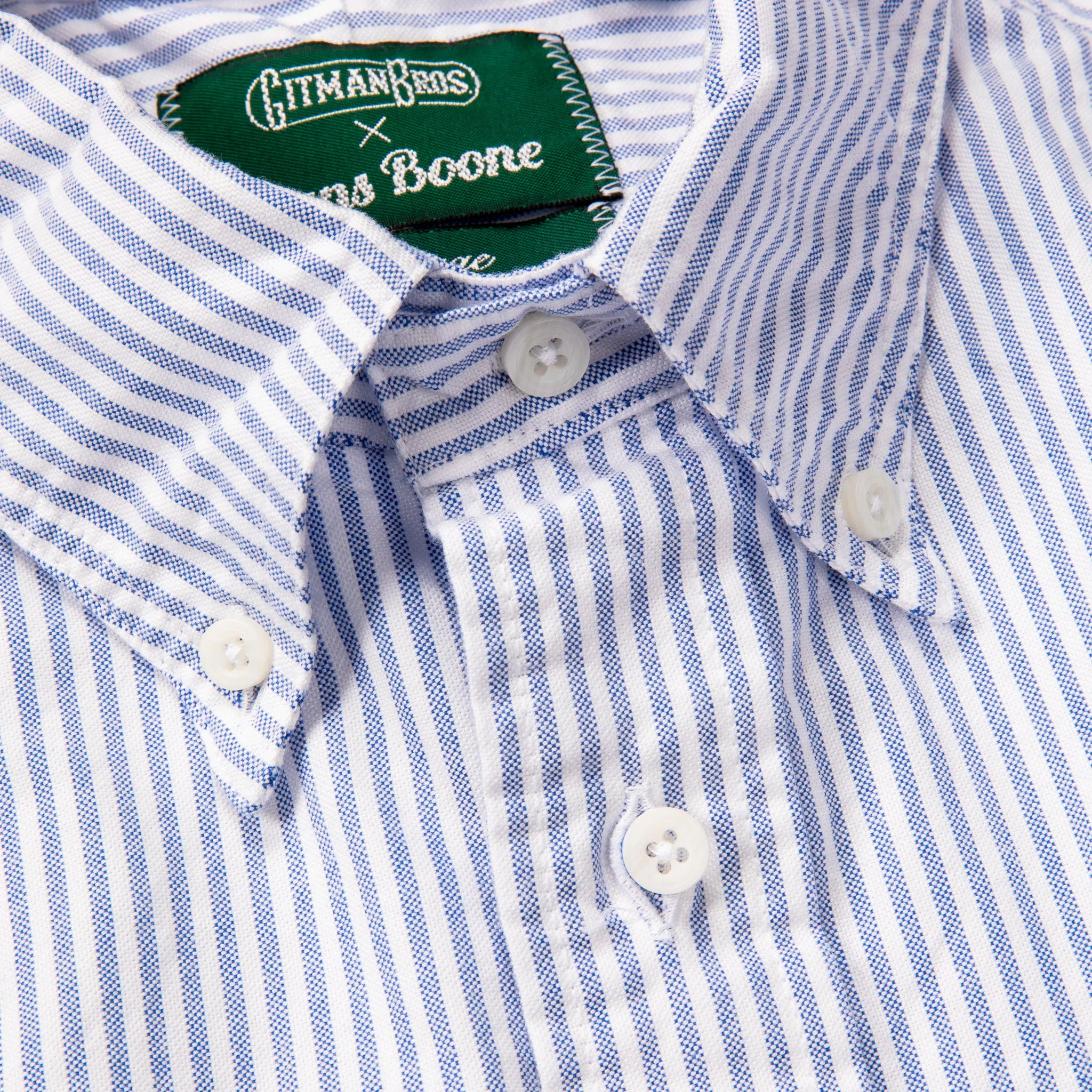 Gitman Vintage x Frans Boone Japanese Striped Oxford Mid Blue