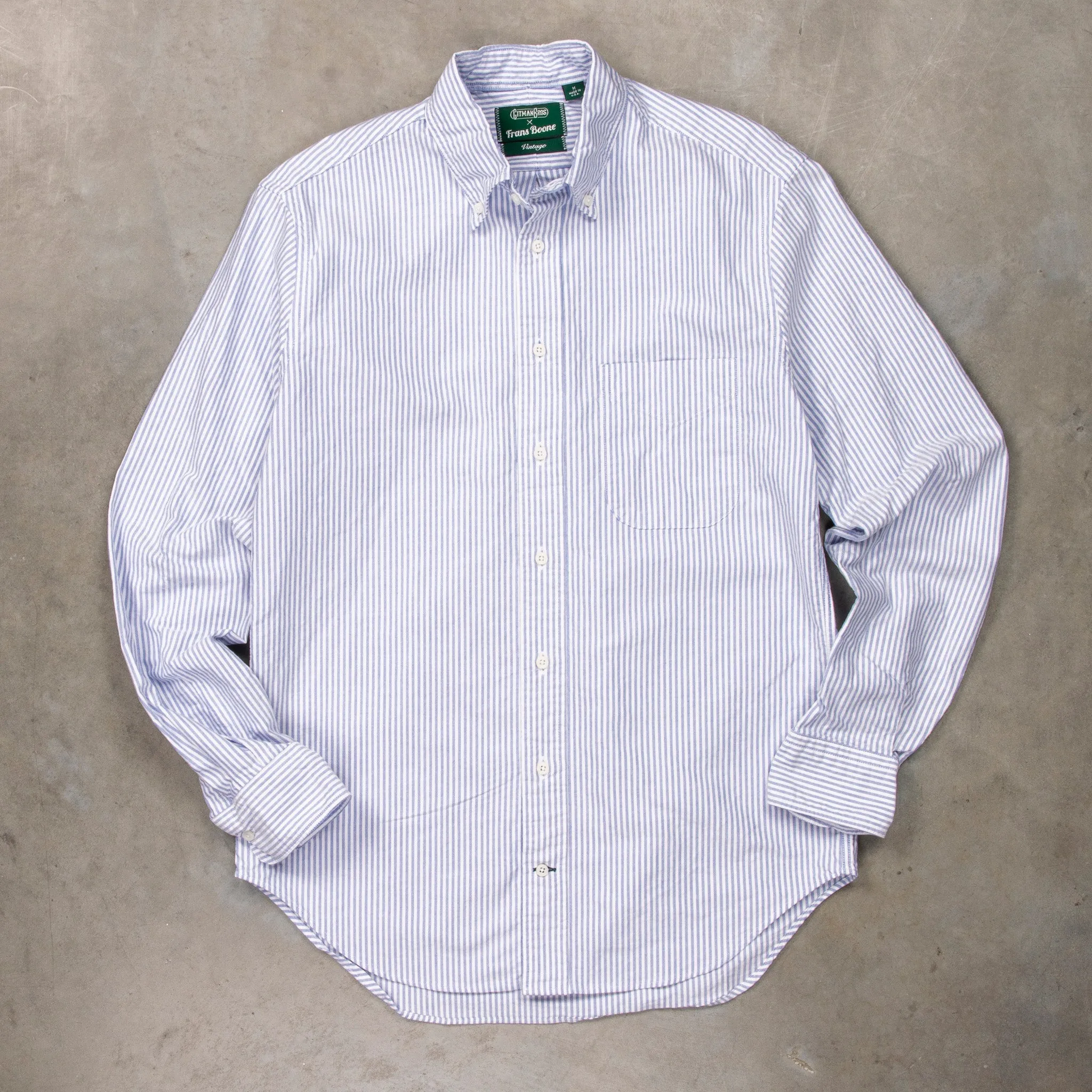 Gitman Vintage x Frans Boone Japanese Striped Oxford Mid Blue
