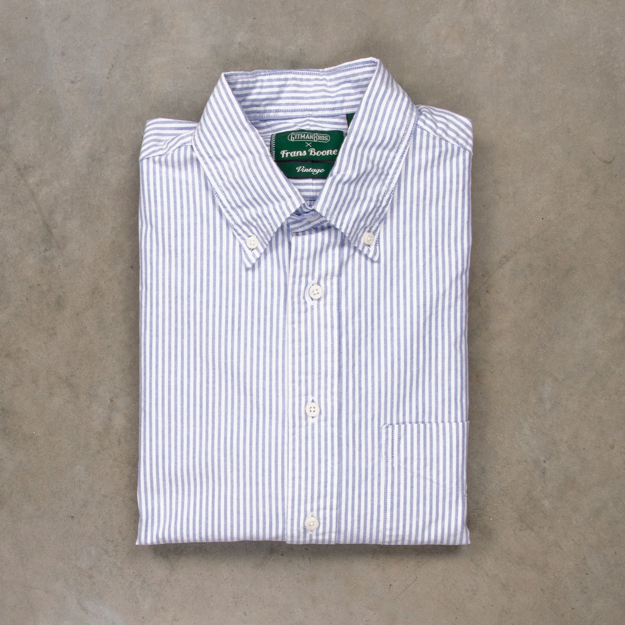 Gitman Vintage x Frans Boone Japanese Striped Oxford Mid Blue