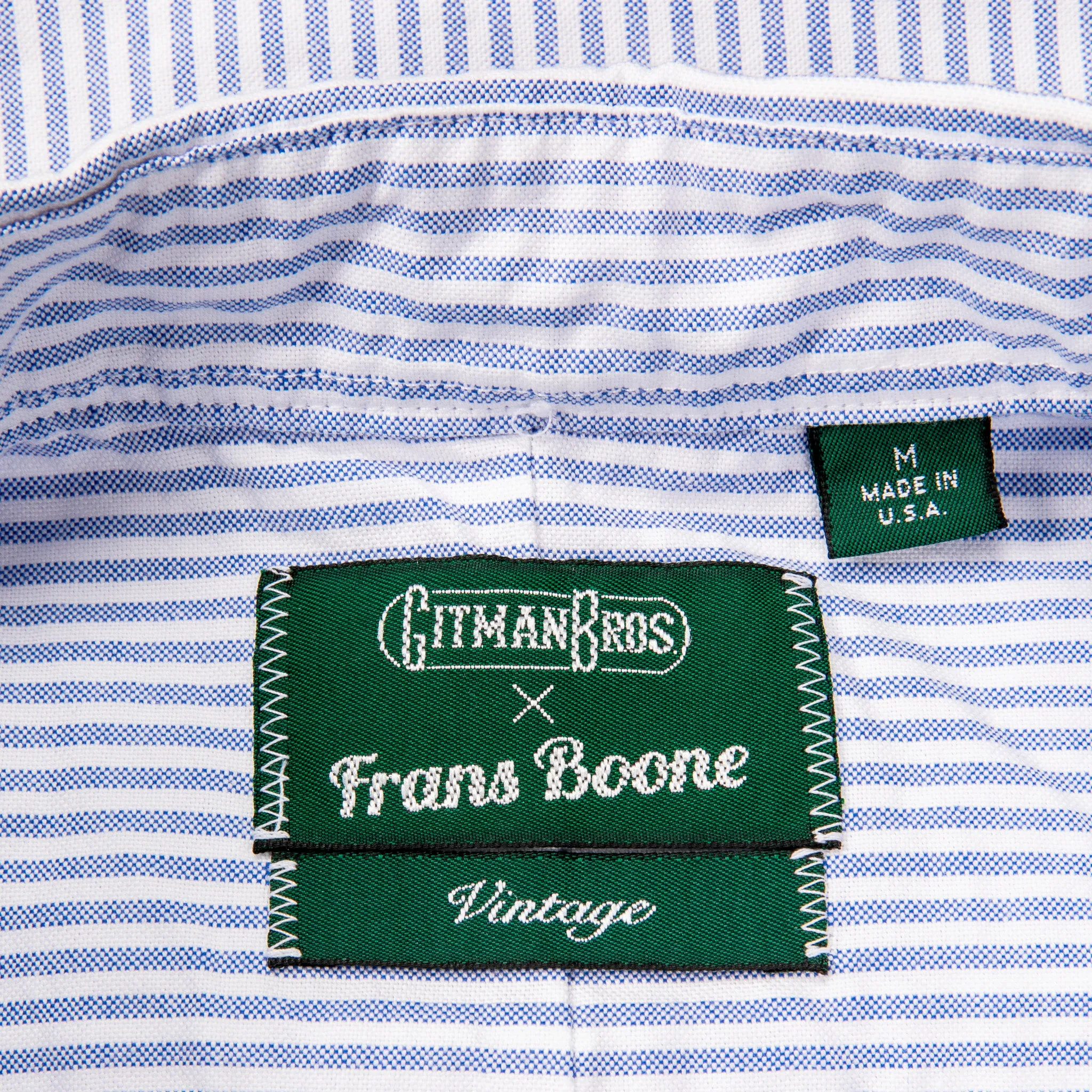 Gitman Vintage x Frans Boone Japanese Striped Oxford Mid Blue