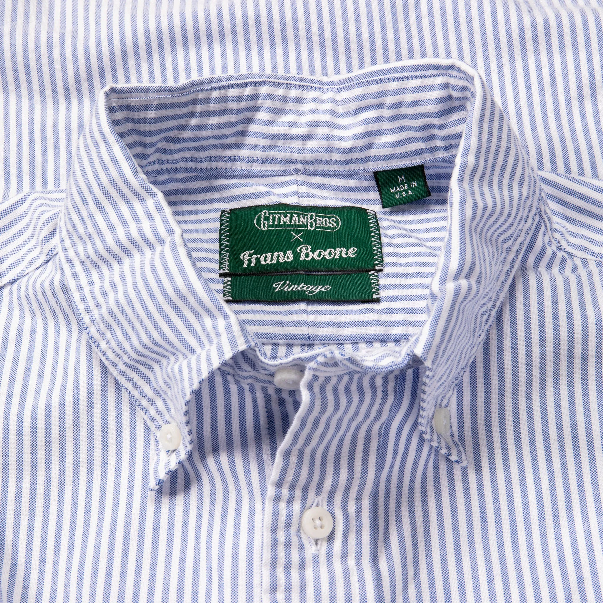 Gitman Vintage x Frans Boone Japanese Striped Oxford Mid Blue