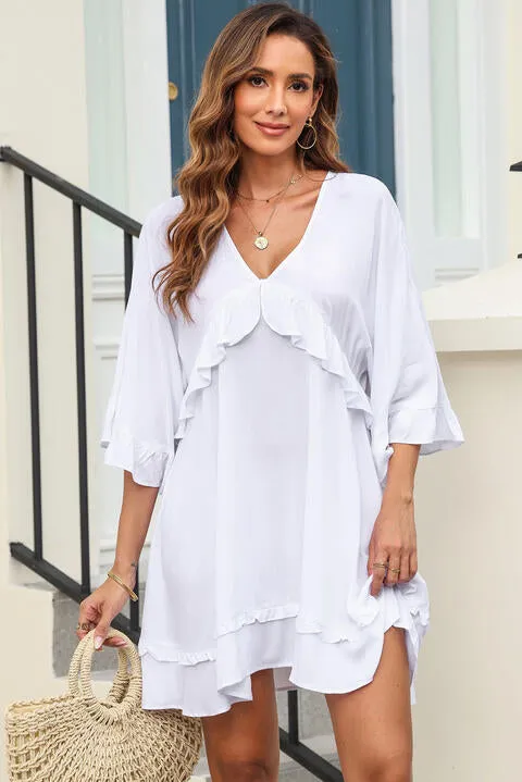 Gloria V-Neck Ruffled Mini Dress