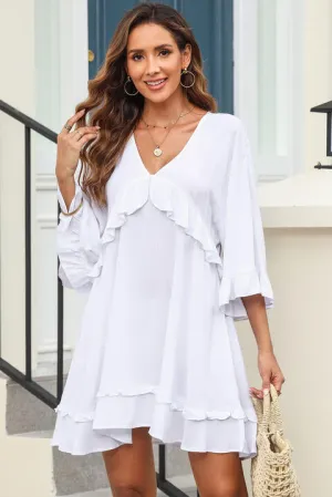 Gloria V-Neck Ruffled Mini Dress