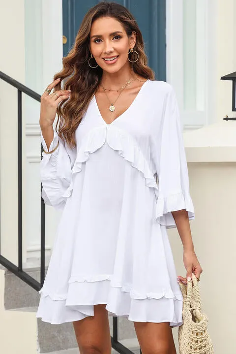 Gloria V-Neck Ruffled Mini Dress