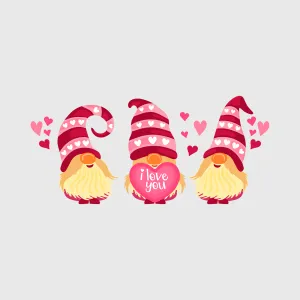 Gnome Love Plaid Heart Transfer